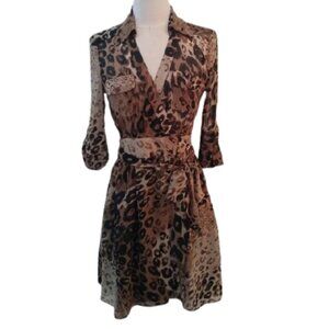 Ark & Co. Animal Print Wrap Dress, Browns/Blacks,  Small